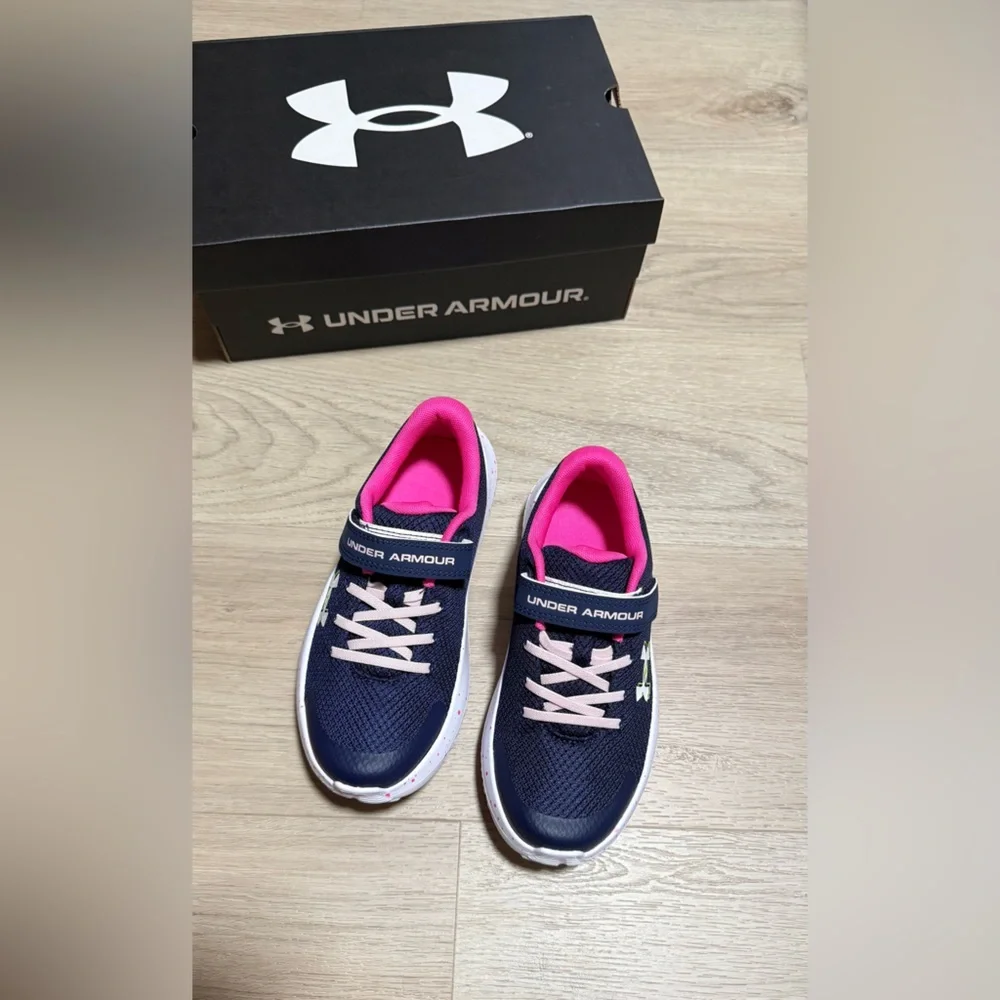 Under Armour Kids Navy and Pink Sneakers